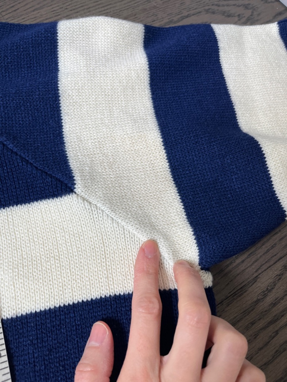 Vintage Navy/Cream Striped Collared Sweater - Picture 5 of 5
